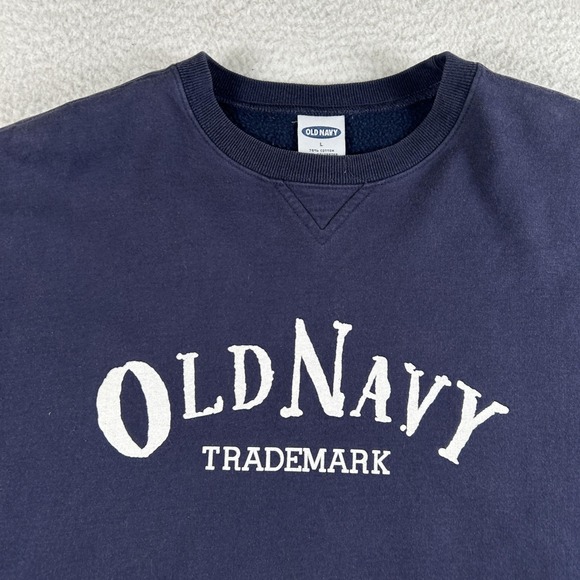 Vintage Old Navy Sweatshirt Mens Large Navy Blue Fleece Crewneck 90s Logo Y2K - Picture 5 of 13